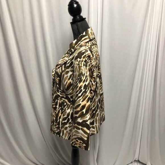 Rafaella Blazer Womens Size Large Brown Animal Print Lined Pockets Jacket - Picture 3 of 6